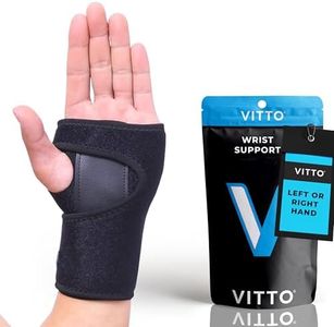 VITTO Wrist Support - Arthritis, RSI, Sprain, Fracture, Carpal Tunnel Wrist Splint w/Adjustable Velcro Wrist Straps, Removable Metal Plate - Unisex Wrist Supports for Everyday Use (Left Hand, S-M)