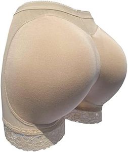 BIMEI Lace 2PS Butt Lifter Enhancer Hip Padded Panties Butt Pads for Bigger Butt Seamless Boyshort Underwear for Women, Beige, 3X-Large