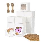 60 Pack White Bakery Boxes with Window, 4"x4"x2.5" Thicken Mother's Day Cookie Boxes for Bakery, Mini Cake Boxes Dessert Pastry Treat Boxes for Chocolates Strawberries, Dessert, Pastry