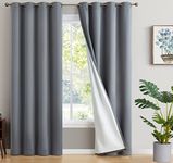 HLC.ME Dakota 100% Complete Blackout Lined Drapery Thick Double Layer Thermal Insulated Energy Efficient Heat Blocking Curtains Grommet Panels for Bedroom & Living Room, 2 Panels (52 W x 96 L, Grey)