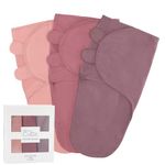 Comfy Cubs Baby Blanket, Swaddle Blanket 3-6 months, Newborn Essentials, Infant Sleep Sack Wrap, 100% Breathable Cotton, Baby Boy Girl, Adjustable 3 Pack (Blush, Mauve, Mulberry, Large)