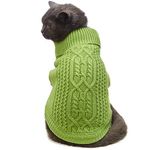 Jnancun Cat Sweater Turtleneck Knitted Sleeveless Cat Clothes Warm Winter Kitten Clothes Outfits for Cats or Small Dogs in Cold Season (Green, Large)