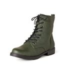 Amazon Essentials Women's Lace-Up Combat Boot, Green, 7.5