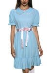 Spadehill Women Halloween Party Novelty Gardy Twin Costume Sisters Cosplay Puff Sleeves Dress Blue XL