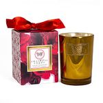 HB HEALTH BEAUTY BOTANICALS /Amaryllis Rouge Fragrance/7.5 Oz/Luxury Scented Soy Candles/Glossy Gold Glass/Hand Poured/Highly Scented /Clean Burn/Gold Embossed Gift Box/Wood Wick/Satin Bow