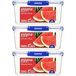 Sistema KLIP IT PLUS Food Storage Containers | 3.35 L | Leak-Proof, Stackable & Airtight Fridge/Freezer Containers with Lids | BPA-Free Plastic | Recyclable with TerraCycle® | Blue Clips | 3 Count