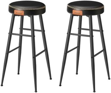 VASAGLE EKHO Collezione - Sgabelli Cucina, Set da 2 Sgabelli Alti da Bar, Sedie Cucina, Rivestimento con Cucitura, Altezza 76,2 cm, Sala da Pranzo, Facile da Montare, Nero Inchiostro LBC090B01