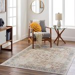 Surya Bridgetown Machine Washable Rug - Vintage Area Rugs Living Room, Kitchen, Outdoor, Hallway - Traditional Boho Rug Style - Large Flatweave Rug 160x213cm Brown, Cream & Blue Rug