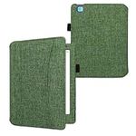 kwmobile Case Compatible with Kobo Aura H2O Edition 2 - Fabric Cover with Magnetic Closure, Strap, Pocket - Green