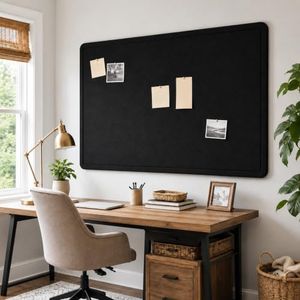 Black Large Felt Bulletin Board for Wall 72 x 48 Inch Frameless