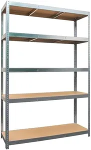 Garage Shelving Units - 71"H x 35"L x 16"W - Heavy Duty Racking - Shelves for Storage -1 Bay - Galvanised Steel - 5 Tier - 2000LB Capacity (400LB Per Shelf) - Workshop, Shed, Office - 5 Year Warranty