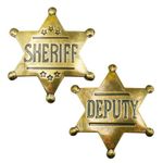 SQEYYGI 2 Pack Sheriff Deputy Badge, Metal Sheriff Badge for Kids Girls and Adult, Western Police Vest Badge, Cowboy Party Decoration School Carnival Prizes, Party Bag Gift Fillers