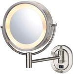 Jerdon HL165ND 5X-1X Lighted Wall Mount Mirror, Nickel