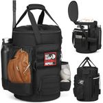 SunForMorning Baseball Bucket Bag Baseball Coaching Accessories Organizer Softball Bucket Bag with Anti-Slip Bottom & Multiple Pockets for Bat, Gloves, Scoreboards, Black