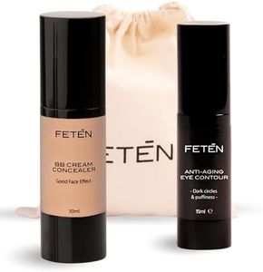 FETĒN Kit Anti Cerne Crème Contour des Yeux pour Homme et BB Cream Effet Immédiat - Anti Cernes Poches et Rides - Set de Crèmes de Soin pour le Visage - Anti age treatment for men