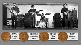 The Beatles Unique Original Birth Years Coin Metal Plaque Montage Lovely Gift