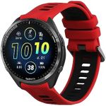 kwmobile Strap Compatible with Garmin Forerunner 965/955 / 945/745 Strap - Replacement Silicone Watch Band - Red/Black