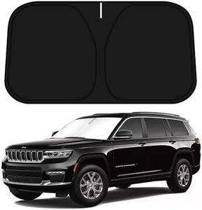 BESTVIEW Windshield Sun Shade for 2022-2023 Jeep Grand Cherokee, Front Window Sunshade Sun Visor Protector Block UV Rays Heat, Foldable 2 Layers 210T Material