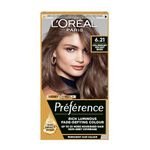 L'Oreal Paris Preference Hair Dye, Long Lasting, Luminous Permanent Hair Colour, 6.21, Zurich (Packaging may vary)