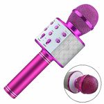 VRJTEC Karaoke Pink Color Mic - Wireless & 2 in 1 Portable Microphone with Speaker, Continuous Play+ Audio Recording + Card Slot + Aux Port + USB Charging for Wireless Singing, Parties