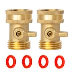 AINEED Garden Hose Shut Off Valve, 3/4 Inch Solid Brass Heavy Duty Water Hose Connector Shut off Valve, 2 Packs