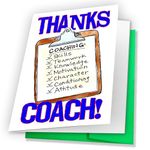 Play Strong 1-Pack Best Sports Coach Thank You Card You're the Best Clipboard 5x7 Inch Greeting Card Awesome for Thanks Sports Coach Appreciation Gifts - Coach Will Love It!