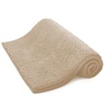 KEPLIN Non-Slip Microfibre Bath & Toilet Mat - Soft, Plush & Comfortable Rug with Machine Washable Design - Water Absorbent & Quick Drying to Keep Bathroom & Home Hygienic & Clean (50x80cm) Beige