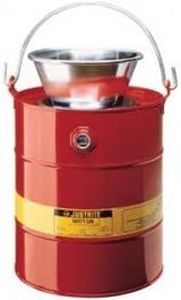 Safety Can, 5 gallon Justrite Steel Drain Can with Funnel