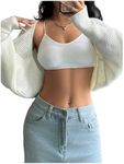 GORGLITTER Women's Open Front Cropped Cardigan Bolero Sweater Lightweight Long Sleeve Shrug Knit Top White Small