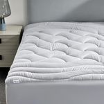 SLEEP ZONE Cooling Twin Mattress Topper for Single Bed, Premium Zoned Quilted Mattress Pad, Fitted Mattress Protector Cover, Machine Wash Durable, Deep Pocket 8-21 inch (Silver Grey, Queen)