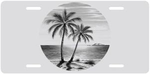 Muishi Beach Palms Sunset Decorative Car Front License Plate, Vanity Tag, Metal Car Plate, Aluminum Novelty License Plate for Men/Women/Boy/Girls Car 6 X 12 Inch (4 Holes)