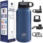 ALBOR Stainless Steel Water Bottles - 32oz/1L Insulated Water Bottle with Straw - Bouteille D'eau Isotherme - Stainless Steel Water Bottle Insulated - Gourde D'eau Isotherme - Navy