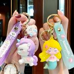 WISHKEY Mermaid and Unicorn-Themed Keychain with Sticky Hooks, Accessories Keyrings with Hand strap for Bag pack, Purse, Cute Silicone Keyrings for Kids and Adults, (Pack of 2, Assorted)