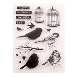 arriettycraft Birds Cage Happy Birthday Best Wishes Clear Stamps for Cards Making Decoration and Scrapbooking Rubber Stamps for Craft-A1539