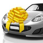 Zoe Deco Big Car Bow (Yellow, 23 inch) Round Shape Gift Bows, Giant Bow for Car, Birthday Bow, Huge Car Bow, Car Bows, Big Bow for Gifts, Christmas Bows for Cars, Gift Wrapping