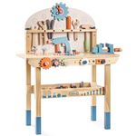 ROBUD Large Wooden Play Tool Workbench Set for Kids Toddlers, Construction Workshop Tool Bench Toys Gift