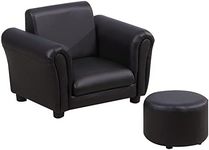 HOMCOM Children's Armchairs Toddler Chair Sofa Childrens Armrest w/Footstool - Black