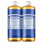 Dr. Bronner’s - Pure-Castile Liquid Soap (Peppermint, 946 mL, 2-Pack) - Made with Organic Oils, 18-in-1 Uses: Face, Body, Hair, Laundry, Pets and Dishes, Concentrated, Vegan, Non-GMO