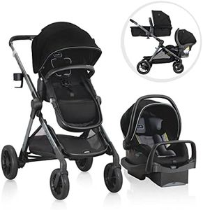 Evenflo Pivot Xpand Modular Travel System with LiteMax Infant Car Seat with Anti-Rebound Bar (Ayrshire Black)