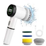 WatiHomic Electric Spin Scrubber, Cordless Cleaning Brush Scrubber, Electric Scrubber for Cleaning, Power Brush Scrubber, Electric Bathroom Cleaning Brush with 5 Replaceable Brush Heads, 3 Speeds