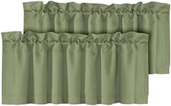 H.VERSAILTEX 2 Panels Blackout Curtain Valances for Kitchen Windows/Bathroom/Living Room/Bedroom Privacy Decorative Rod Pocket Short Window Valance Curtains, 52" W x 18" L, Solid in Sage