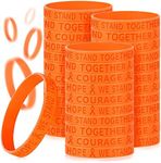 Junkin 100 Pcs Orange Ribbon Awareness Bracelets Leukemia Awareness Bracelet Kidney Cancer ADHD Lymphoma Cerebral Awareness Silicone Wristband for Public Activity Supplies