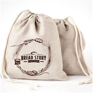 Natural Linen Bread Bags - 2-Pack Large (30 cm x 40 cm) Ideal for Homemade Bread, Reusable Food Storage, Housewarming, Wedding Gift, Storage for Artisan Bread - Bakery & Baguette Bag