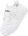 BMCiTYBM Toddler Shoes Walking Sneakers Mesh Barefoot Boys Girls Breathable Tennis Outdoor Indoor Slip On White Size 9 Toddler