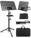 Portable Sheet Music Stand with Carrying Bag, Adjustable Folding Metal Music Stand with 25mm Thickened Pole, Music Stand for Adults, Piano, Guitar & Violin