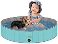 KUNDU Round (32" Diameter x 8" Deep) Heavy Duty PVC Outdoor Pets and Kids Pool/Bathing Tub - Portable & Foldable - Medium