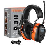 PROHEAR AM FM Digital Ear Protection 25dB NRR Audio Headphones, Noise Reduction Hearing Protection Earmuffs for Lawn Mowing, Workshops, Snowblowing Indoor Outdoor Construction Work - Orange