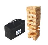 Clapjoy Jumbo Slido Tumbling Tower Game | 54 Premium Pine Wood Blocks with Storage Bag | Stacks Over 4 Feet Tall | Fun for Kids & Adults