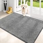 PURRUGS Dirt Trapping Door Mat 80 x 120 cm, Non-Slip Machine Washable Entrance Mat, Dog Doormat, Super Absorbent Entry Rug for Front Door, Back Door, Muddy Shoes and Paws, Light Grey-Dark Grey