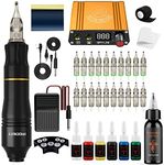 Phoenixy Tattoo Kit Complete Tattoo Gun Tattoo Machine Kit 20pcs Tattoo Cartridge Needles Rotary Tattoo Pen Machine Switch Power Supply 6+1 Colours Permanent Tattoo Ink Tattoo Set (PH-02)